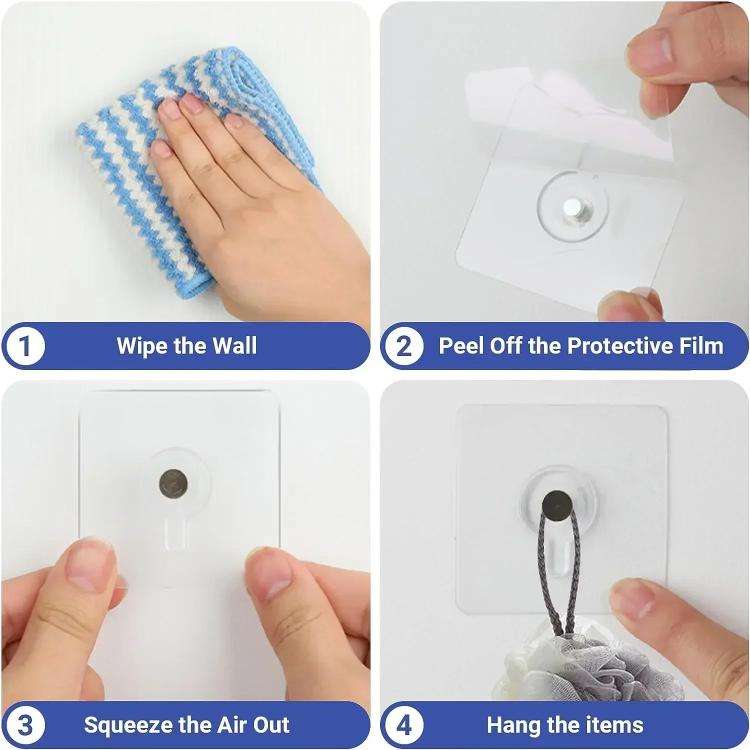10pcs /Pack Transparent Seamless Strong Adhesive Hooks Nail Free Photo Frame Wall Hook 56x56mm