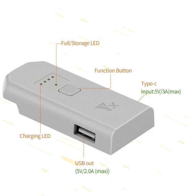 For DJI Neo Drone YX Battery Charger USB-C/Type-C Port Battery Manager(Gray)
