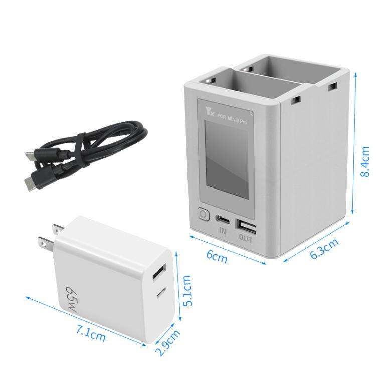 For DJI Mini 4 Pro / Mini 3 Pro / Mini 3 YX Color Screen Dual-way Charger Battery Manager With 65...