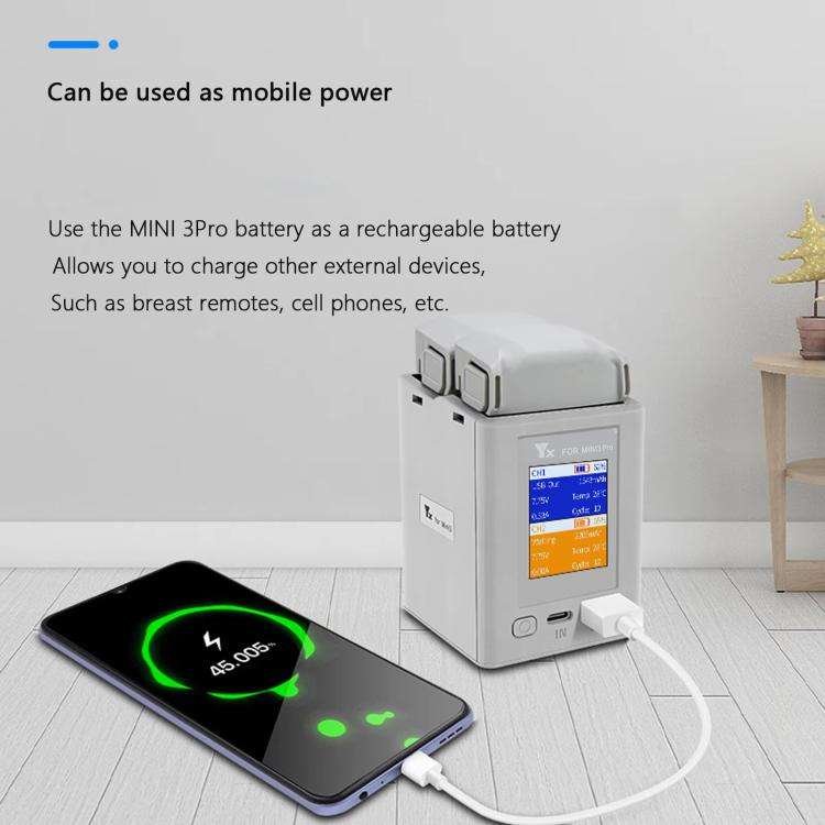 For DJI Mini 4 Pro / Mini 3 Pro / Mini 3 YX Color Screen Dual-way Charger Battery Manager With 65...
