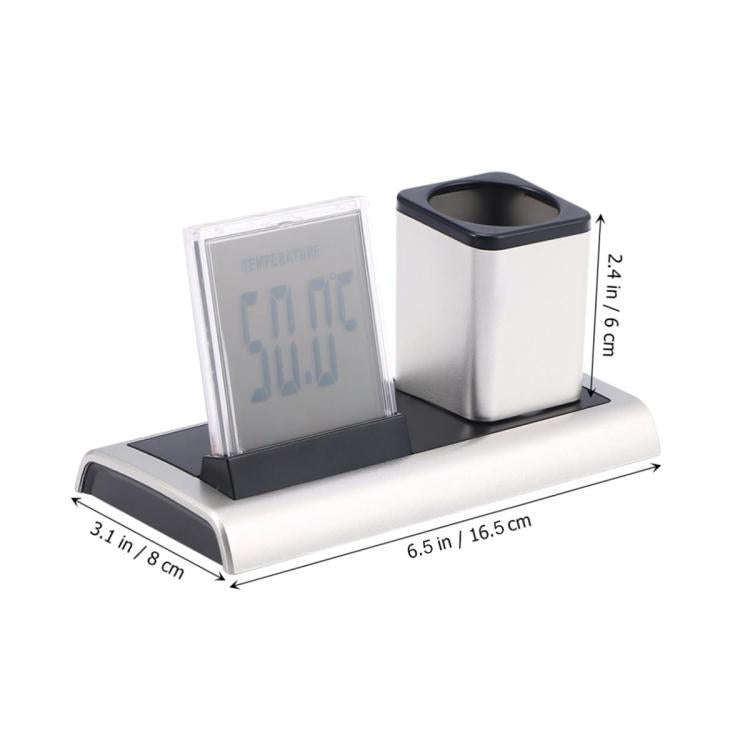 288A Multifunctional Colorful Calendar / Temperature Display LED Alarm Clock With Pen Holder(Silver)