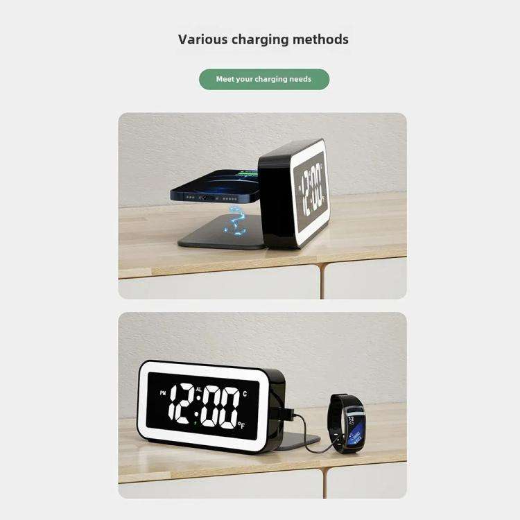 S281A LED Atmosphere Light Calendar / Temperature Display Clock With Wireless Charging Function(B...
