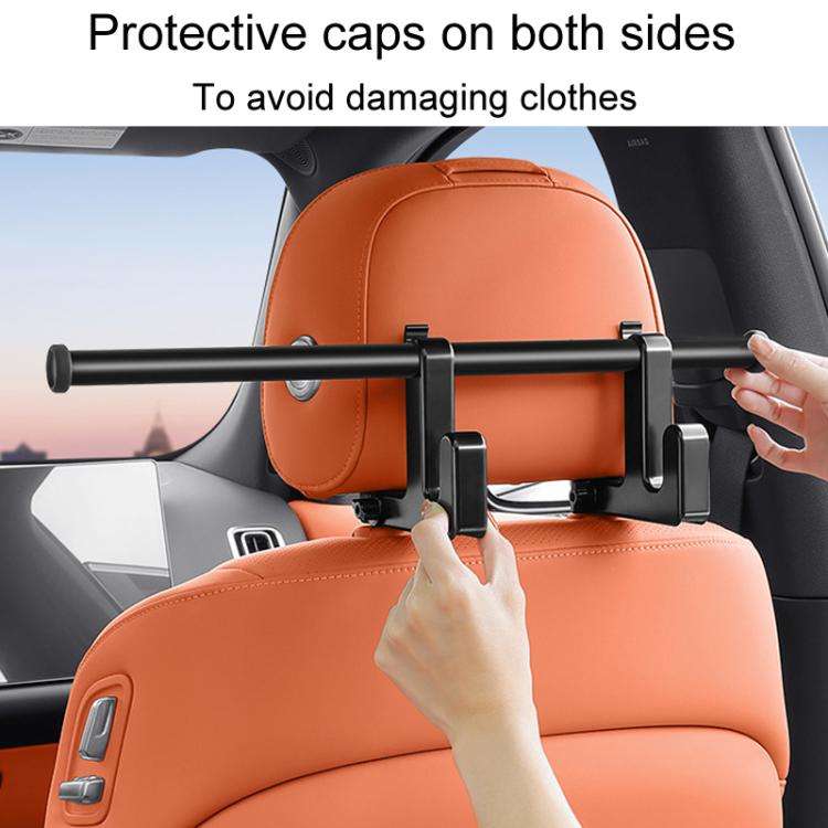 Universal Car Seat Back Double Hooks Umbrella Clothing Storage Rack(Black)