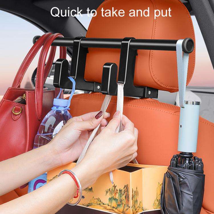 Universal Car Seat Back Double Hooks Umbrella Clothing Storage Rack(Black)