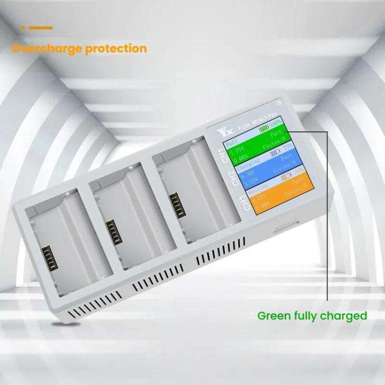 For DJI Mini 4 Pro / Mini 3 Pro / Mini 3 YX Color Screen 3-Way Charger Battery Manager With 65W E...
