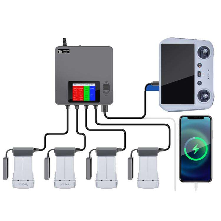 For DJI Mini 4 Pro / Mini 3 Pro / Mini 3 Color Screen Digital Display Four-Way Charger Battery Ma...