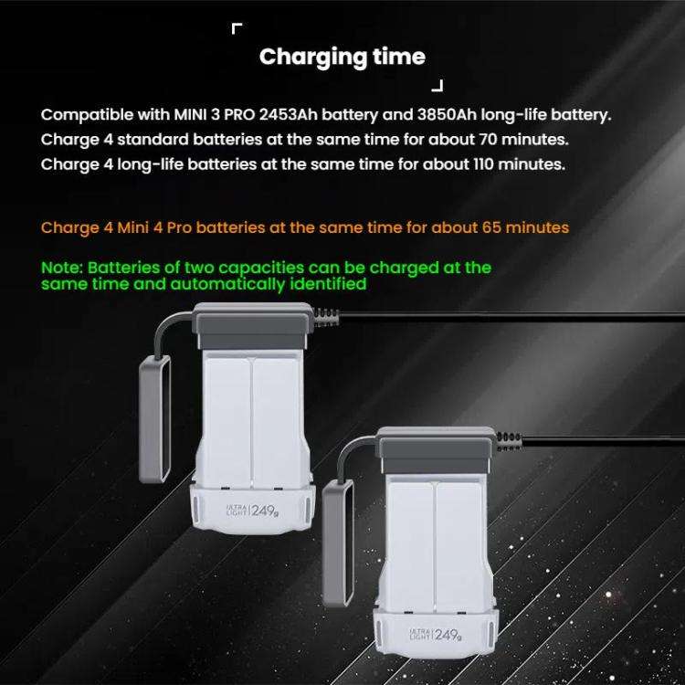 For DJI Mini 4 Pro / Mini 3 Pro / Mini 3 Color Screen Digital Display Four-Way Charger Battery Ma...