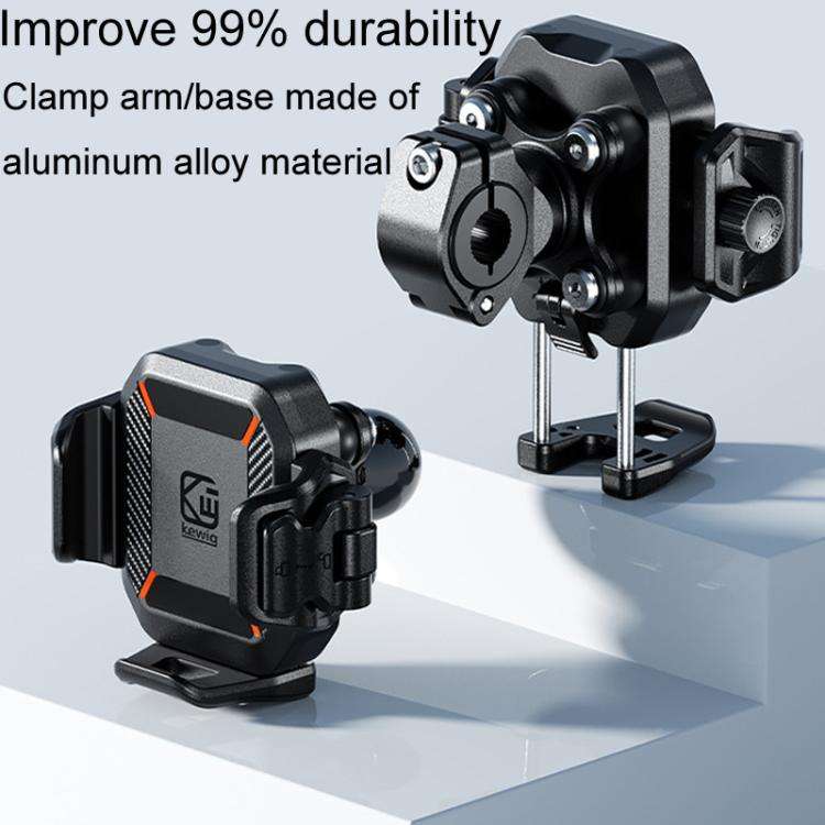 Kewig M33-C3 Outdoor Motorcycle Bike Riding Anti-Theft Shock Absorbing Cell Phone Holder(Rearview...