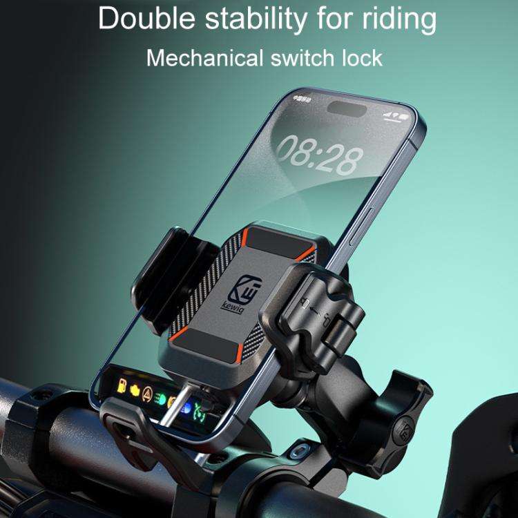 Kewig M33-A5 Outdoor Riding Shock Absorbing Anti-Theft 15W QI Wireless Charger Cell Phone Mountin...