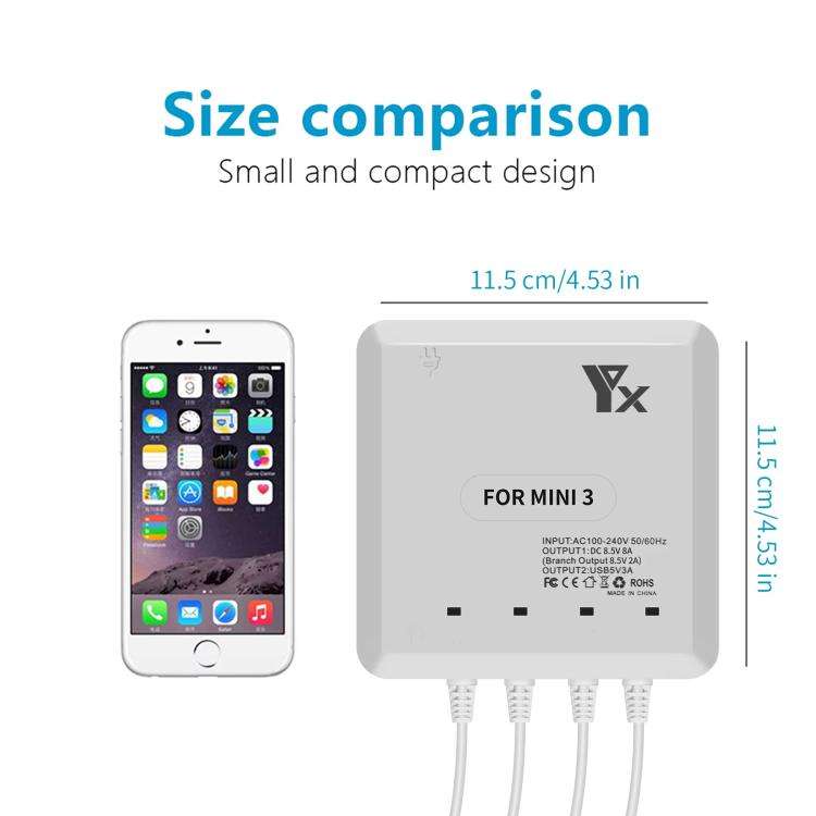 For DJI Mini 4 Pro / Mini 3 Pro / Mini 3 Drone YX 4-way Charger Battery Butler UK Plug