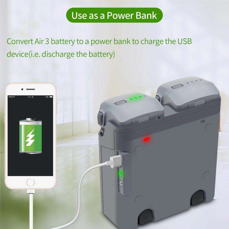 For DJI Air 3S /Air 3 YX Two-Way Charger Battery Manager(Light Gray)