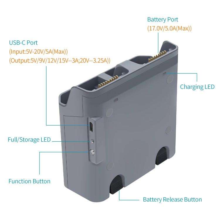 For DJI Air 3S /Air 3 YX Two-Way Charger Battery Manager(Light Gray)