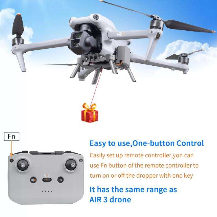 For DJI Air 3S / Air 3 Drone YX Airdrop System Rechargeable Thrower Load 500g(Gray)