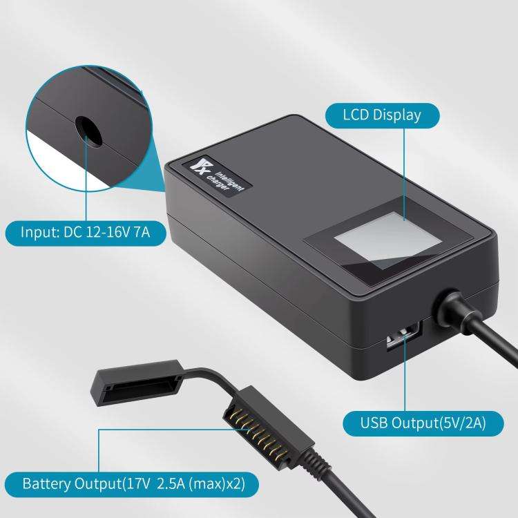 For DJI Air 3S /Air 3 YX Digital Display Car Charger Charge 2 Batteries At the Same Time(Black)