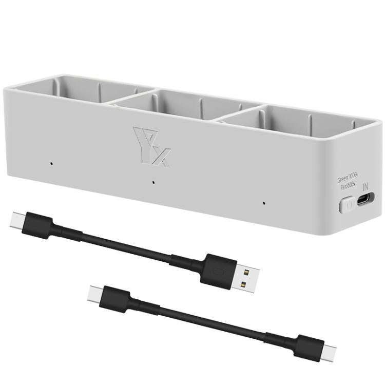 For DJI Avata 2 YX Charger 3-way Charging Butler Supports PD 65W(Silver Gray)