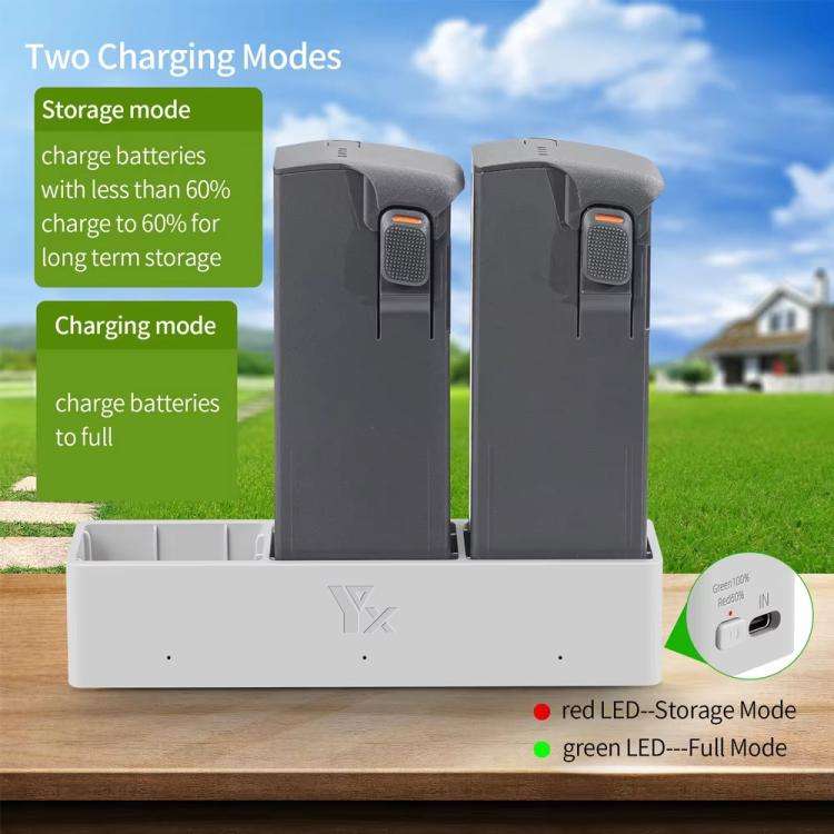 For DJI Avata 2 YX Charger 3-way Charging Butler Supports PD 65W(Silver Gray)