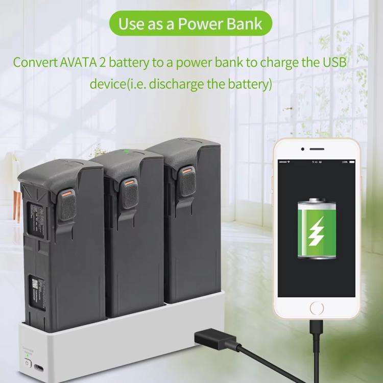 For DJI Avata 2 YX Charger 3-way Charging Butler Supports PD 65W(Silver Gray)