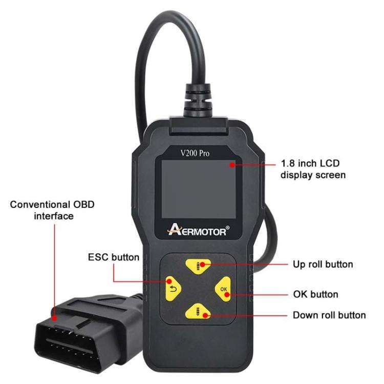 AERMOTOR V200PRO Car Troubleshooter Engine Inspection Scanner Readout Card ELM327 Battery Inspect...