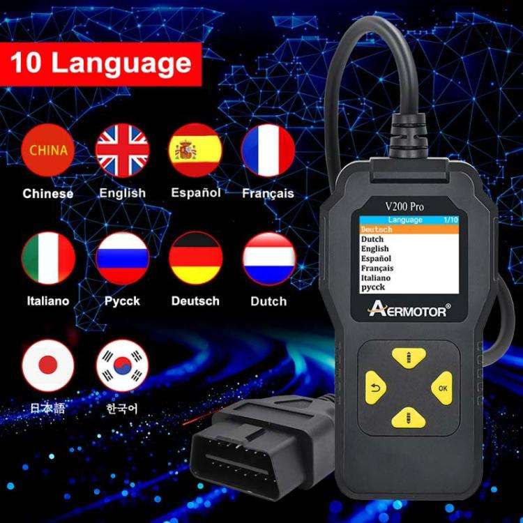 AERMOTOR V200PRO Car Troubleshooter Engine Inspection Scanner Readout Card ELM327 Battery Inspect...