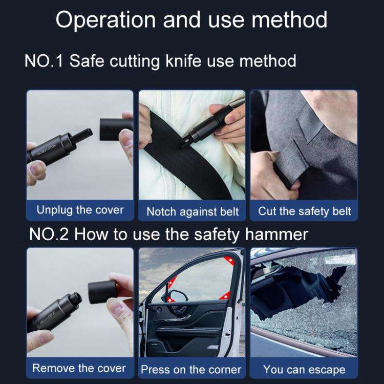 HELLO LEIBOO AD-1 Car Window Breaker Vehicle Multifunctional Escape Safety Hammer(Gray)