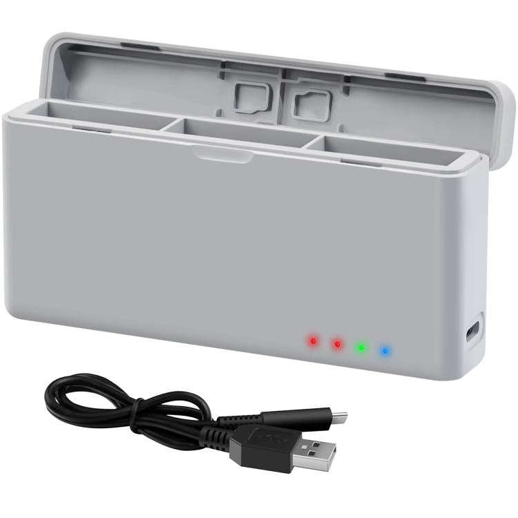 For DJI Action 3 / Action 4 Camera YX 3-way Charger Battery Manager(Silver Gray)