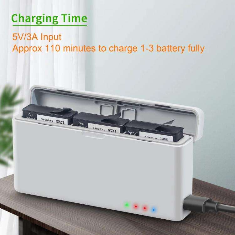 For DJI Action 3 / Action 4 Camera YX 3-way Charger Battery Manager(Silver Gray)