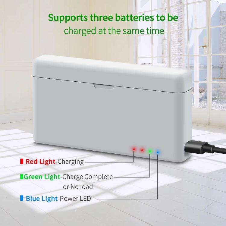 For DJI Action 3 / Action 4 Camera YX 3-way Charger Battery Manager(Silver Gray)