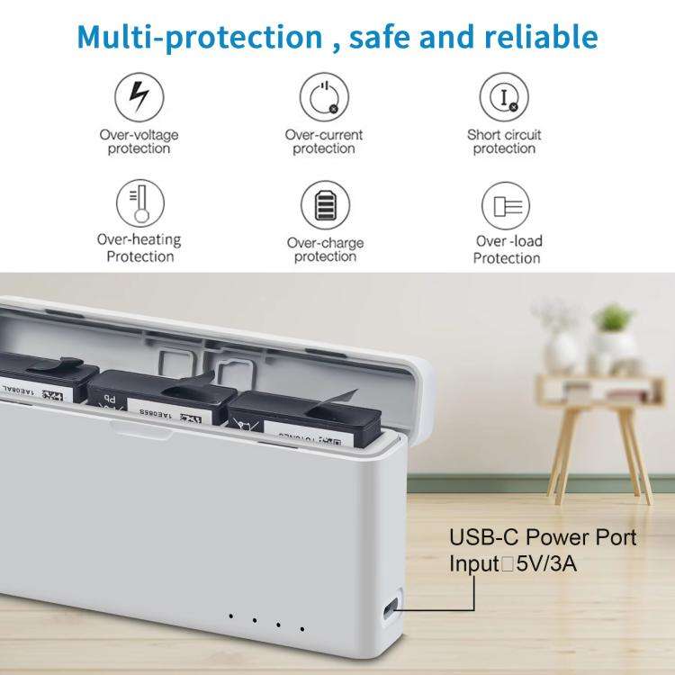 For DJI Action 3 / Action 4 Camera YX 3-way Charger Battery Manager(Silver Gray)