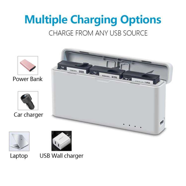 For DJI Action 3 / Action 4 Camera YX 3-way Charger Battery Manager(Silver Gray)