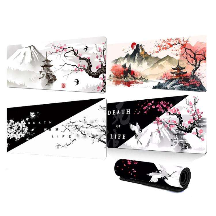 300x600x2mm Ink Painting Cherry Blossom Rubber Non-Slip Mouse Pad Desk Mat(Pattern 1)