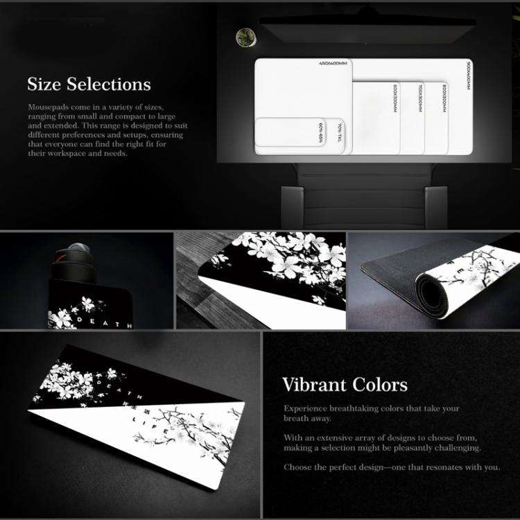 300x600x2mm Ink Painting Cherry Blossom Rubber Non-Slip Mouse Pad Desk Mat(Pattern 1)