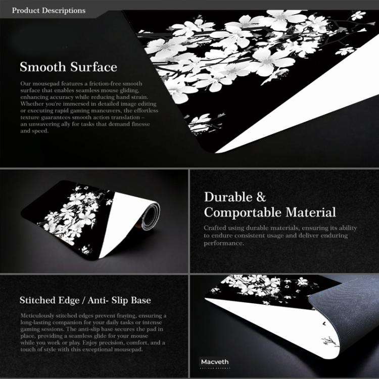 300x600x2mm Ink Painting Cherry Blossom Rubber Non-Slip Mouse Pad Desk Mat(Pattern 1)