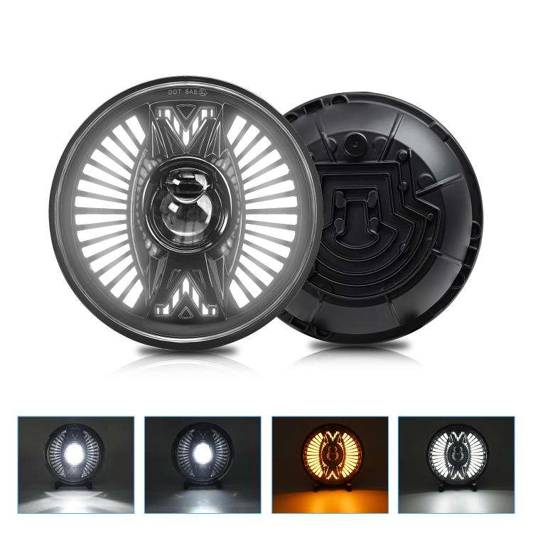 7 Inch Round Lens With Tangent Fan-Shaped Angel Eye Headlights(H4)