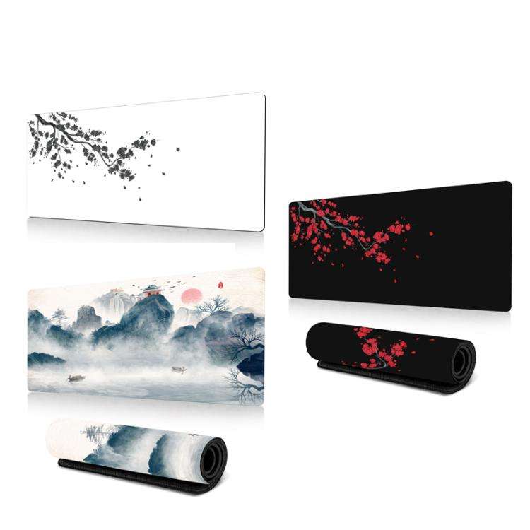 300x800x2mm Ink Painting Cherry Blossom Rubber Non-Slip Mouse Pad Desk Mat(Pattern 17)