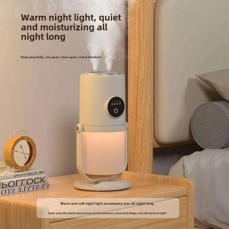 Desktop Dual Port Humidifier Portable Mini Air Purifier With Nightlight, Color: White
