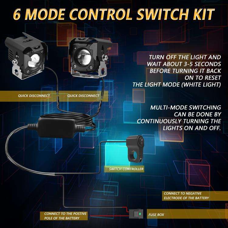 Motorcycle Spotlight Strobe 6 Modes With Control Cable Set(SK1 POR)