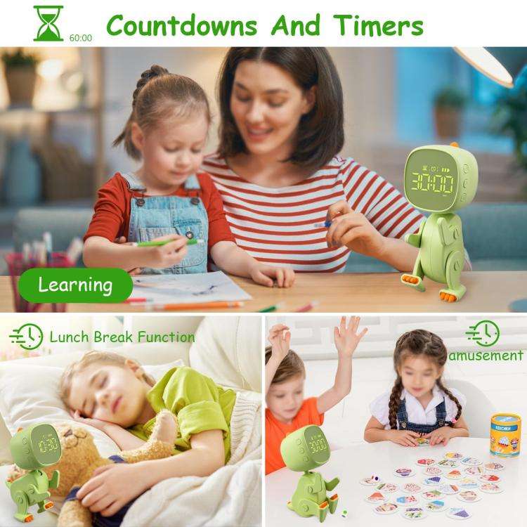 Cartoon Variety Dinosaur USB Charging LED Screen Timer Night Light Electronic Alarm Clock(Light Y...