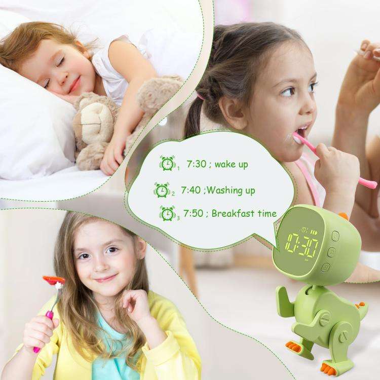 Cartoon Variety Dinosaur USB Charging LED Screen Timer Night Light Electronic Alarm Clock(Light Y...