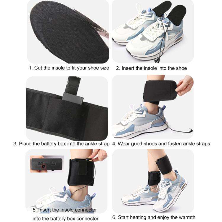 Strap Portable Men Women Cuttable Heating Insoles Washable Foot Warm EVA Electric Heated Shoes Pa...