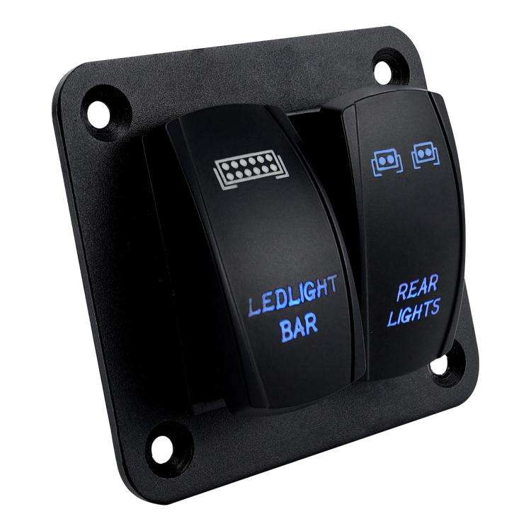 Blue Light Laser Engraved Panel Combination Switch For Car Boat, Specifications: 2-digit Panel