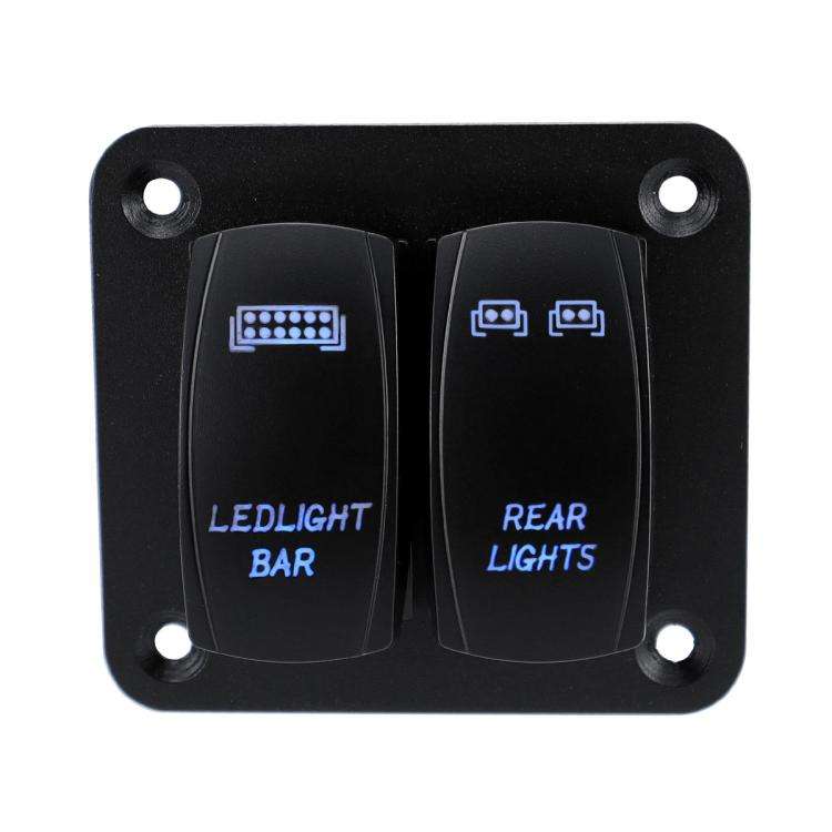 Blue Light Laser Engraved Panel Combination Switch For Car Boat, Specifications: 2-digit Panel