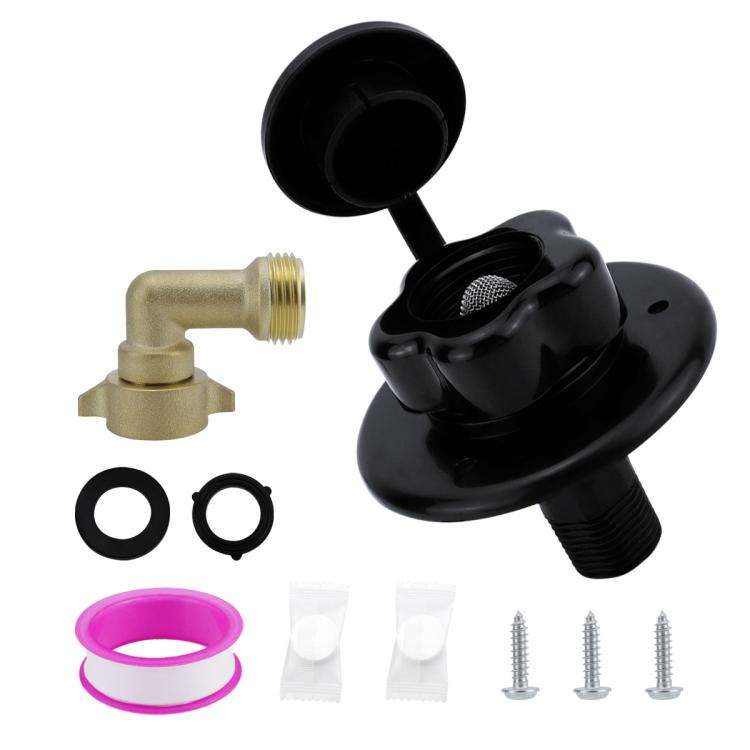 RV Ship Flange Threaded Leak-proof Water Inlet Connector Check Valve, Specifications: Black 3
