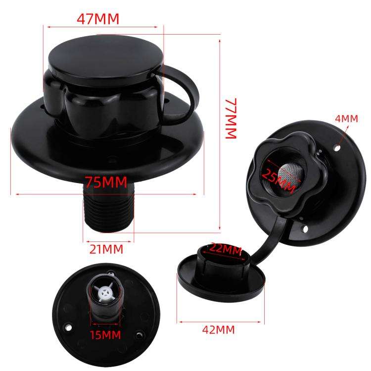 RV Ship Flange Threaded Leak-proof Water Inlet Connector Check Valve, Specifications: Black 3