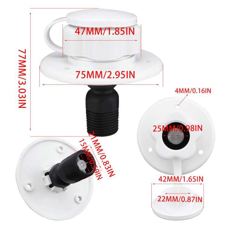 RV Ship Flange Threaded Leak-proof Water Inlet Connector Check Valve, Specifications: White 1