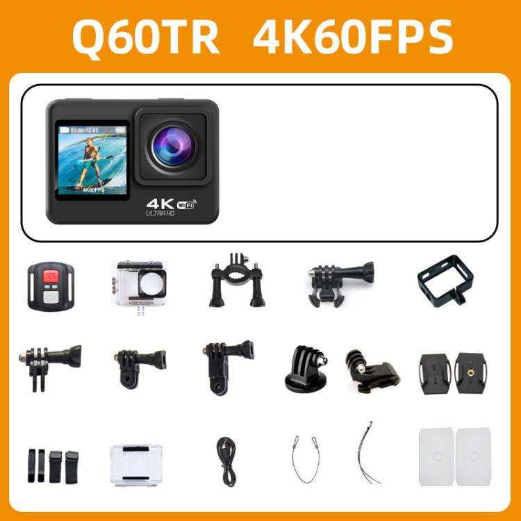WIFI Wide-angle EIS Anti-shake Touch Color Dual-screen Remote Control Video Sports Camera(Q60TR)