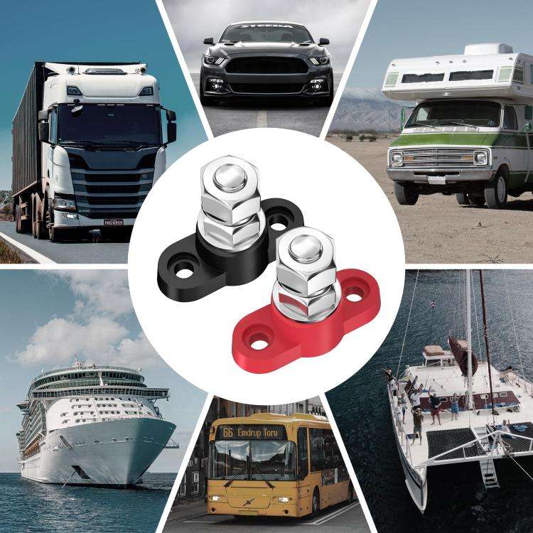 12V RV Yacht M10 Single Pole Battery Terminal, Color: Black