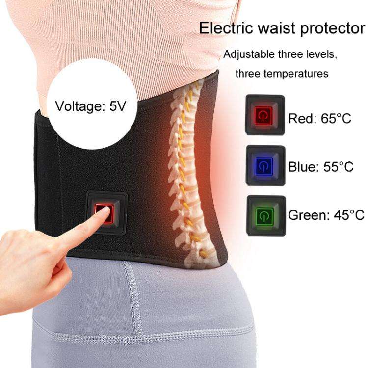 USB Electric Heating Warming Anti-cold Waist Protector Adjustable Sport Support Heat Pad Therapy ...