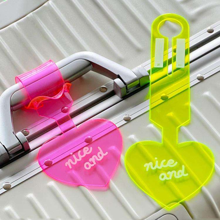 2pcs PVC Fluorescent Love Luggage Tag Baggage Tag Boarding Pass Checked Suitcase Anti-Lost Luggag...