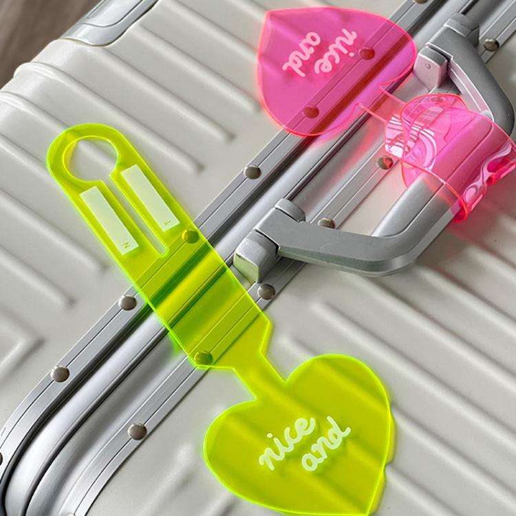 2pcs PVC Fluorescent Love Luggage Tag Baggage Tag Boarding Pass Checked Suitcase Anti-Lost Luggag...