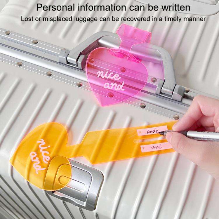 2pcs PVC Fluorescent Love Luggage Tag Baggage Tag Boarding Pass Checked Suitcase Anti-Lost Luggag...